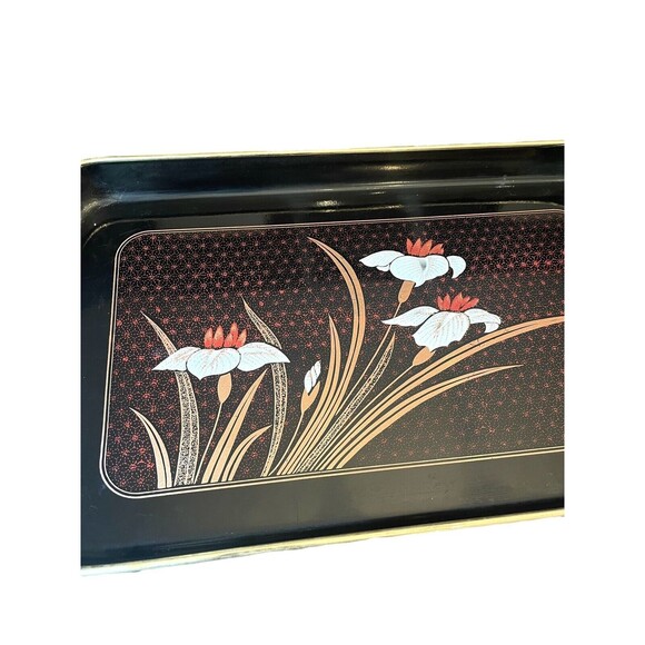 Lacquerware Hand Decorated Floral Tray -Shikki Ware Ayame- Made In Japan - Picture 2 of 6
